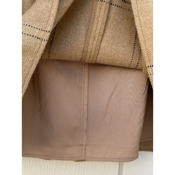 Madewell Wool Blend Brown Windowpane Plaid A-Line Skirt Women's Size 4 - Picture 7 of 16